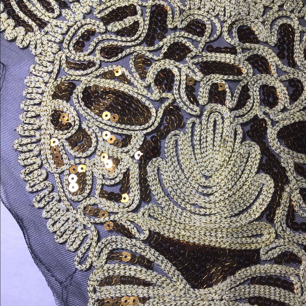 12“ sew on patch sequin gold leopard Tiger - Picture 2 of 4